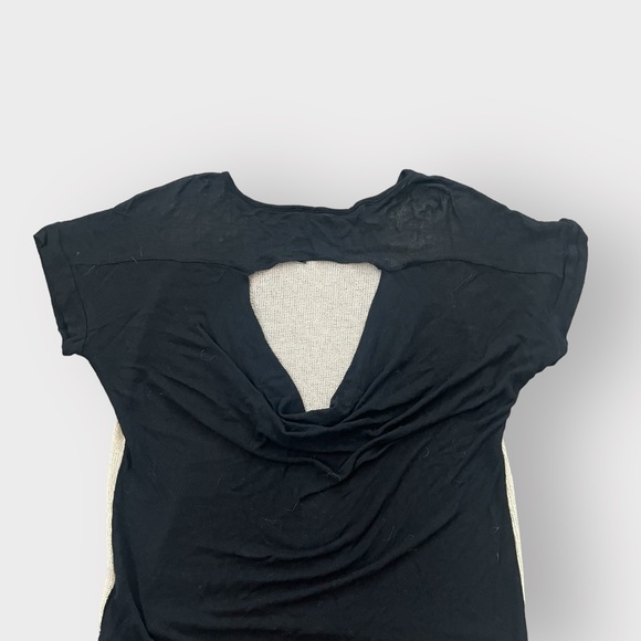 Iris Design Black Gold Shimmer Boxy Knit Open Cowl Back Blouse - Picture 5 of 5